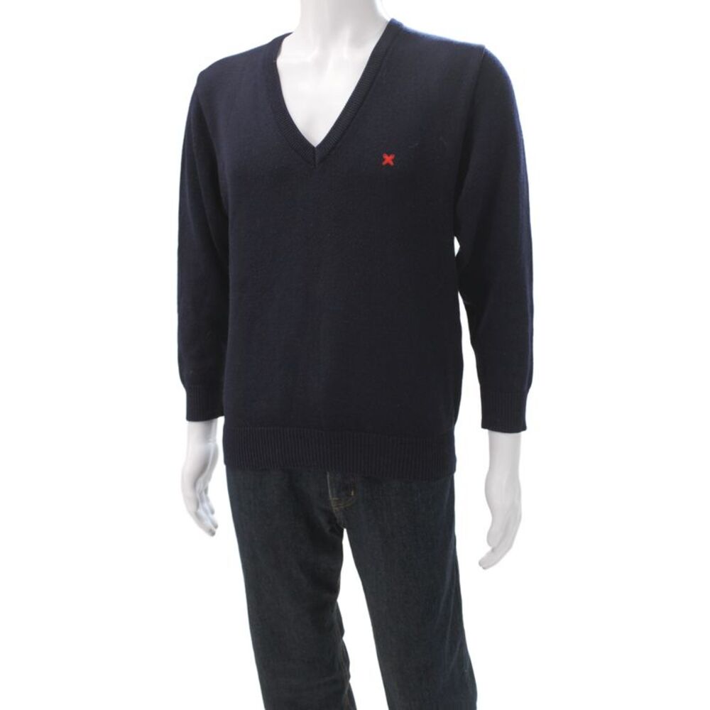 J. Mclaughlin Mens Cardigan Blue Geometric V Neck Long Sleeve Bohemian Size L